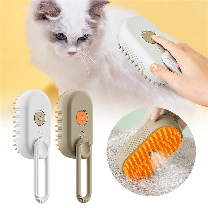 Brosse à vapeur pour chat Brosse à vapeur pour chien 3 en 1 Brosse à poils de chat à pulvérisation électrique pour massage Peigne de toilettage pour animaux Peignes d'épilation Produits pour animaux de compagnie