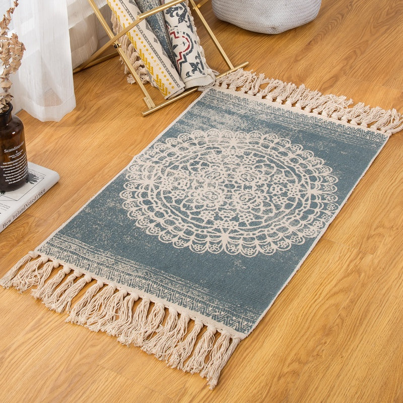 Tapis tissés à la main en coton et en lin