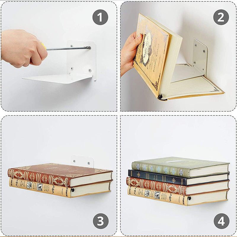 Iron Floating Shelf Invisible Wall-mounted Bookshelf