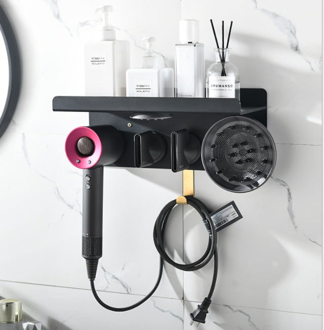 Hair Dryer Bracket Punch-free Rack Hair Dryer Storage Rack Hair Dryer Double Wall Rack