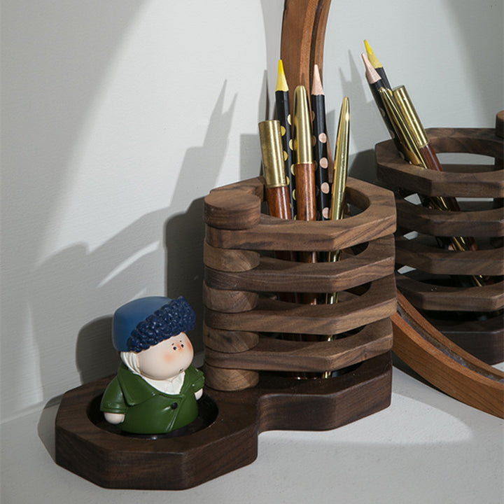 Creative Solid Wood Desktop Pen Holder