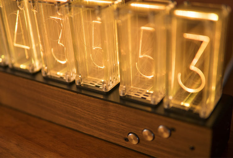 Modern Digital Nixie Tube Clock 6-tubes Night Light Bedroom Desktop Clock