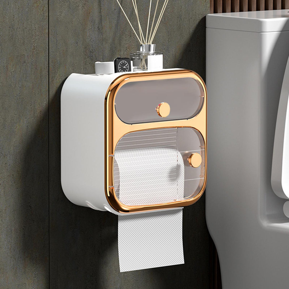 Toilet Tissue Wall-mounted Waterproof Toilet Paper Box Perforation-free