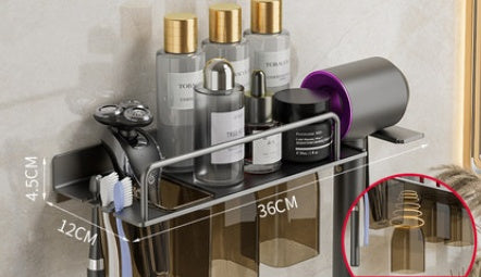 Hair Dryer And Toothbrush Holder Integrated Wall-mounted Bathroom Storage Rack