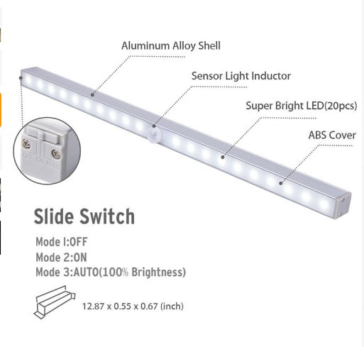 Lampe d'armoire à induction à LED pour corps humain Lampe de garde-robe à induction pour corps humain en alliage d'aluminium de haute qualité Veilleuse à LED