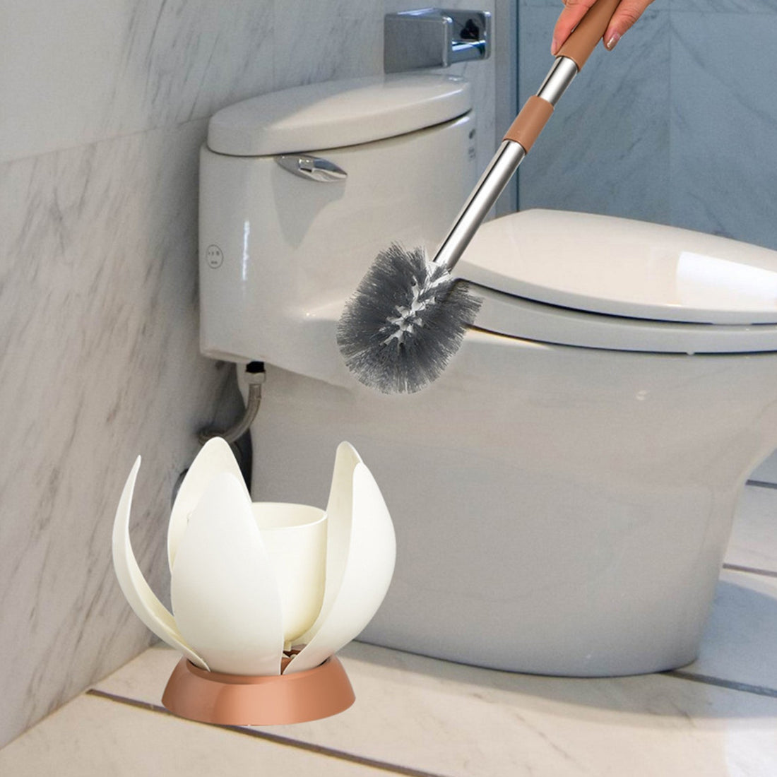 Soft Bristle Toilet Brush Holder Included Sturdy Easy Clean Home Bathroom Silicone Toilet Cleaning Brushes With Stand Waterproof