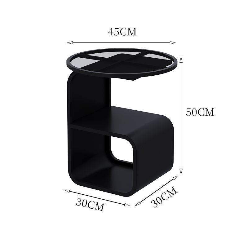 Simple Modern Round Tempered Glass Sofa Side Table