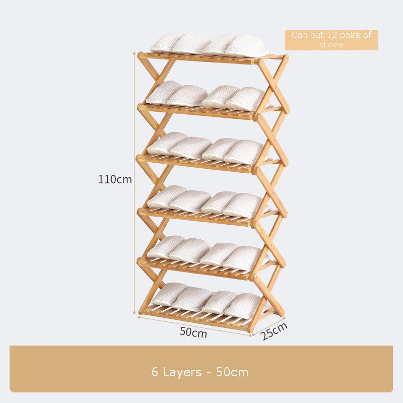 Folding Shoe Rack Compact And Simple Reinforced Bamboo