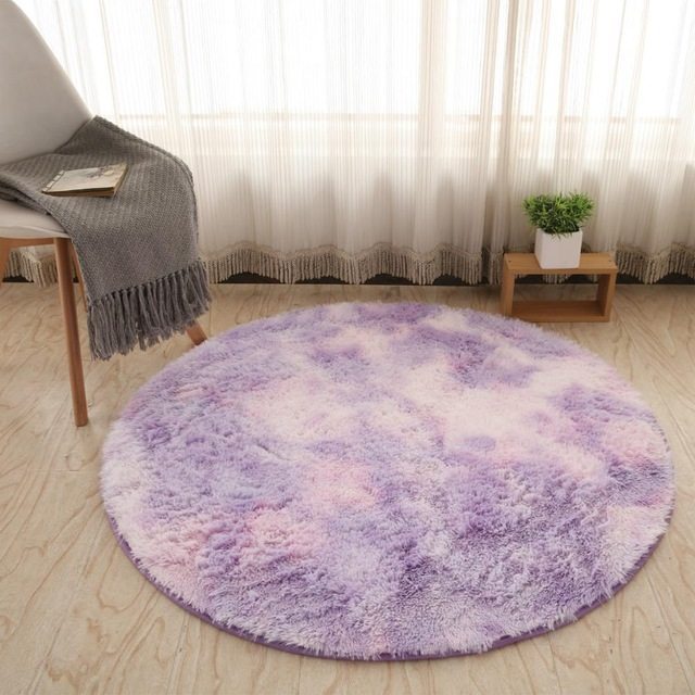 Tapis rond moelleux pour décoration de salon, tapis en fausse fourrure, tapis en peluche long pour chambre d'enfant, tapis à poils longs, tapis moderne