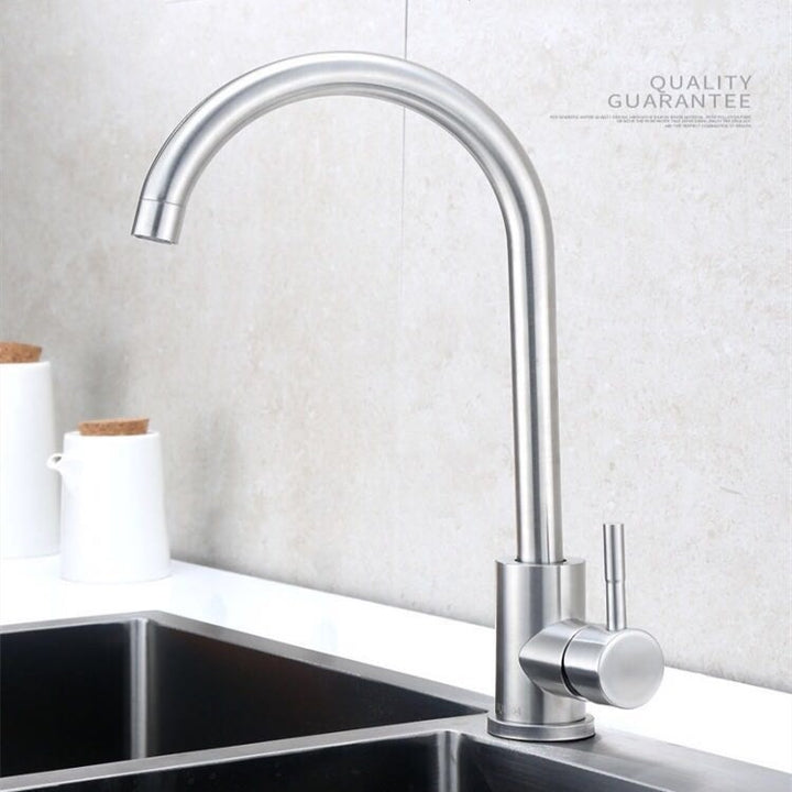 304 Stainless Steel Kitchen Faucet Large Curved Faucet Stainless Steel Sink Flat Tee Faucet