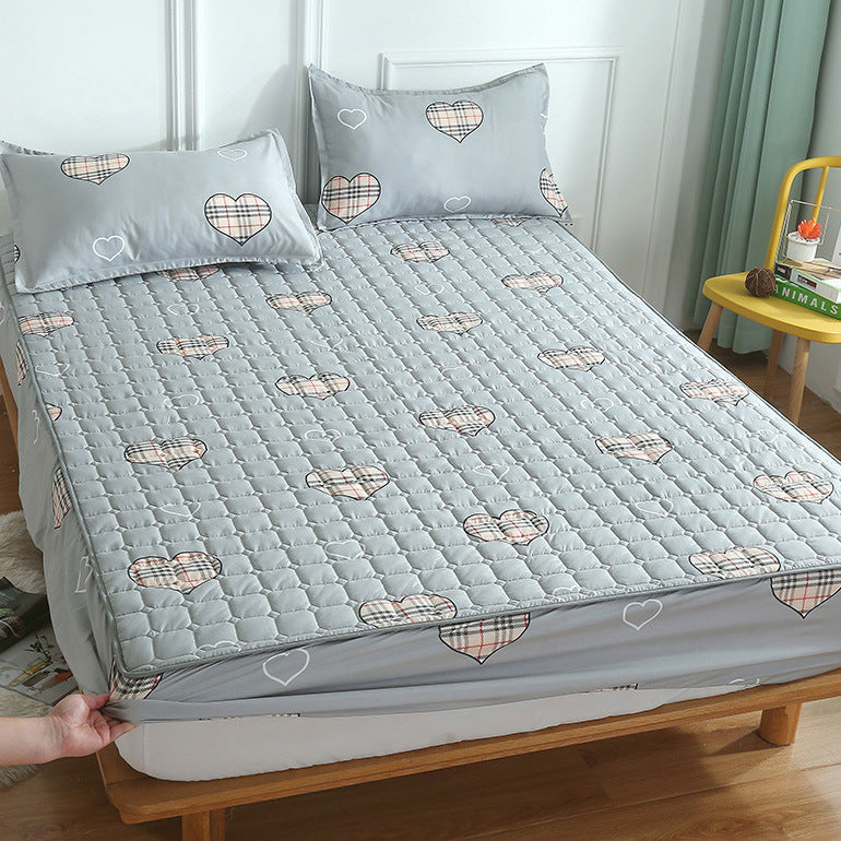 Thickened Quilted Fitted Sheet Single Piece Bedspread Protector