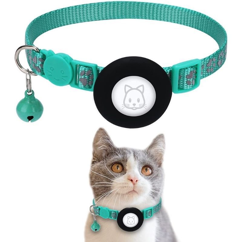 Pet Cat Footprints Reflective Collar With Bell