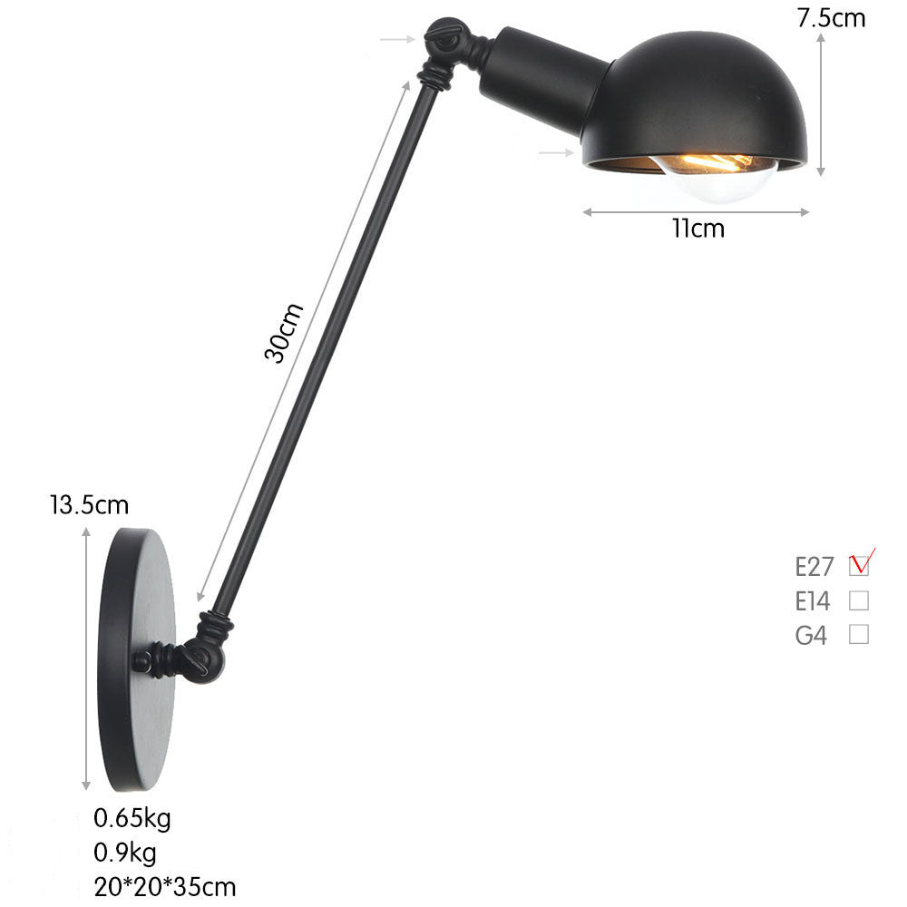 Schmiedeeiserne Wandlampe mit langem Arm für Restaurantbar