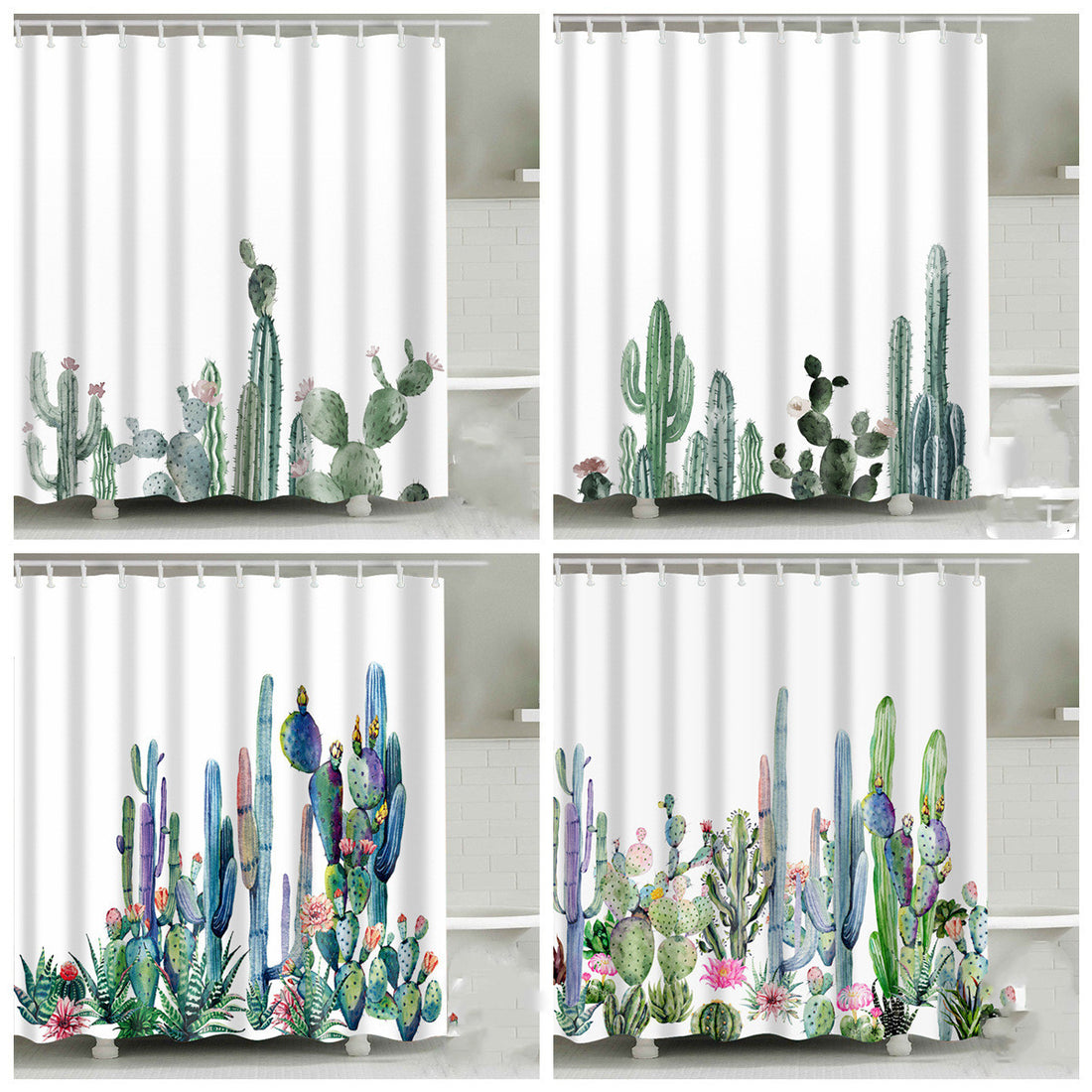 Digital Printing Polyester Shower Curtain Cactus Series