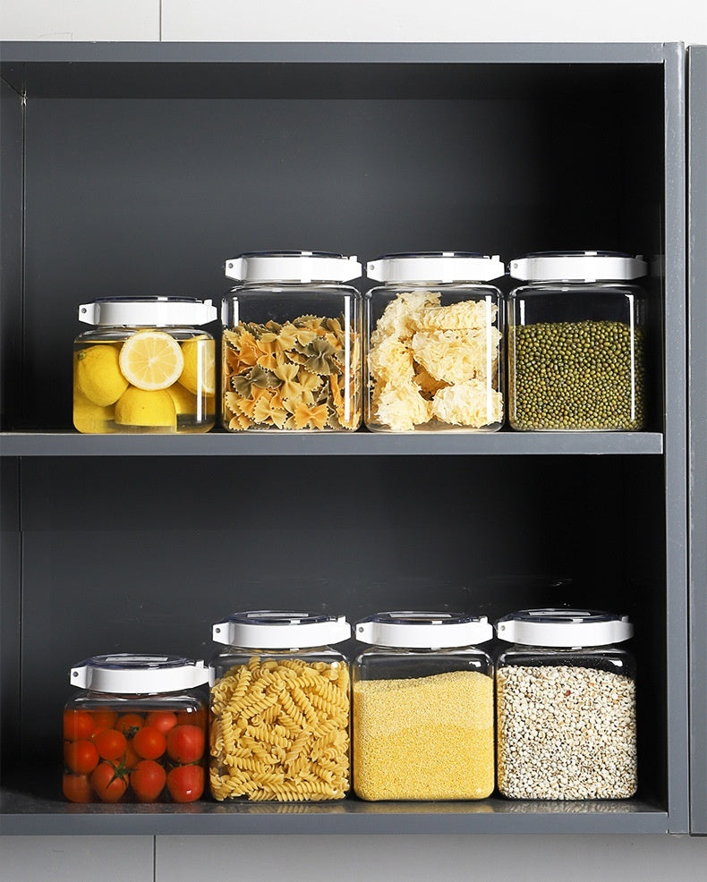 Kitchen Transparent Sealed Cans Cereals Storage Jar Spices Nuts Moisture-proof Food Storage Box