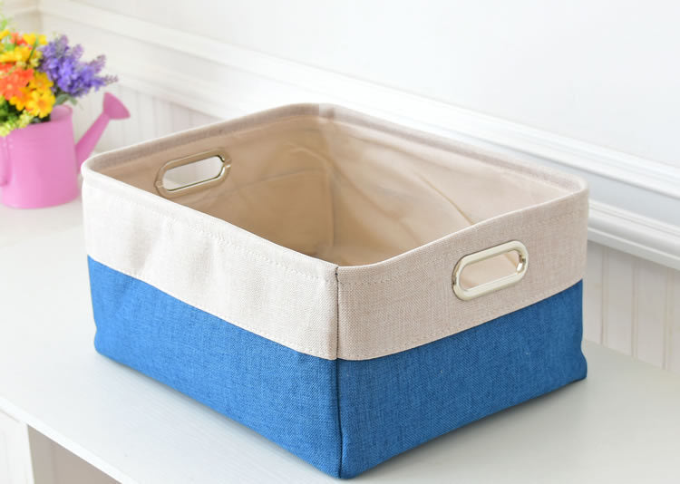 Cotton And Linen Fabric Desktop Storage Basket