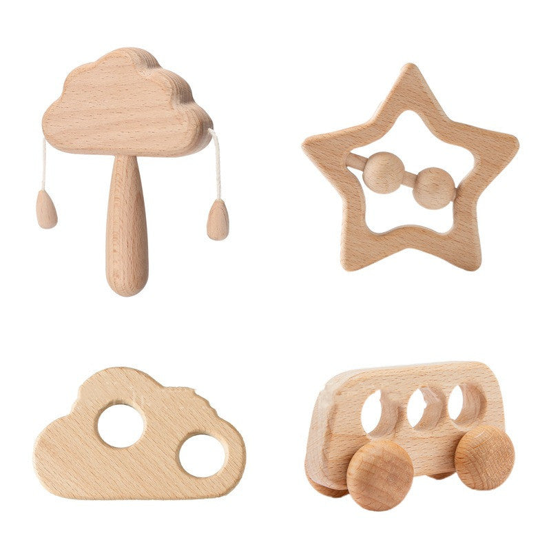 Holz Wolke Rassel Set Infant Montessori Frühen Bildung Spielzeug