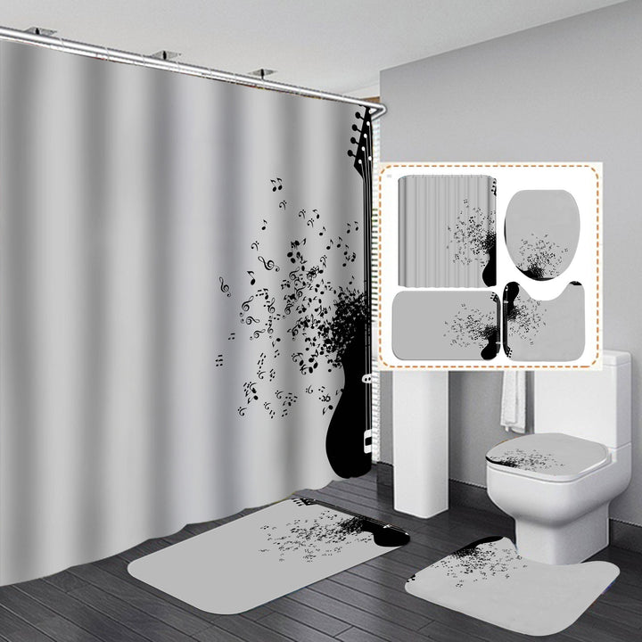 Digital Printing Waterproof And Mildew Proof Polyester Guitar Series Shower Curtain