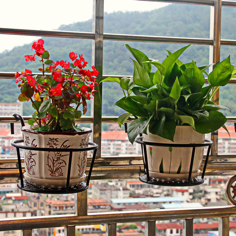 Schmiedeeisen Balkon Blumenständer Geländer Blumenständer Leitplanke Hängender Blumentopf