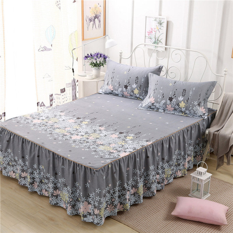 Three-piece bed skirt and bedspread