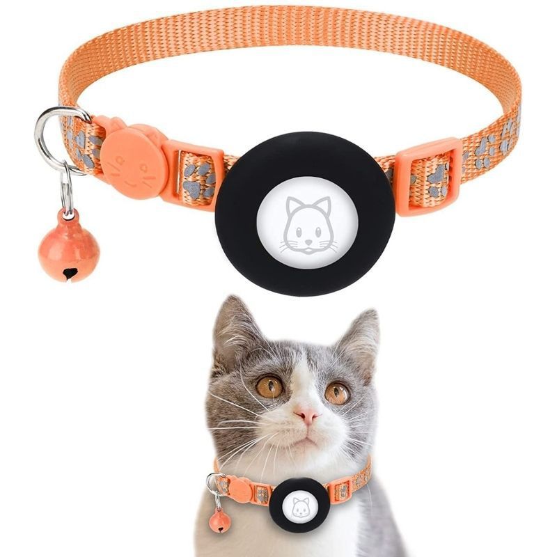 Pet Cat Footprints Reflective Collar With Bell