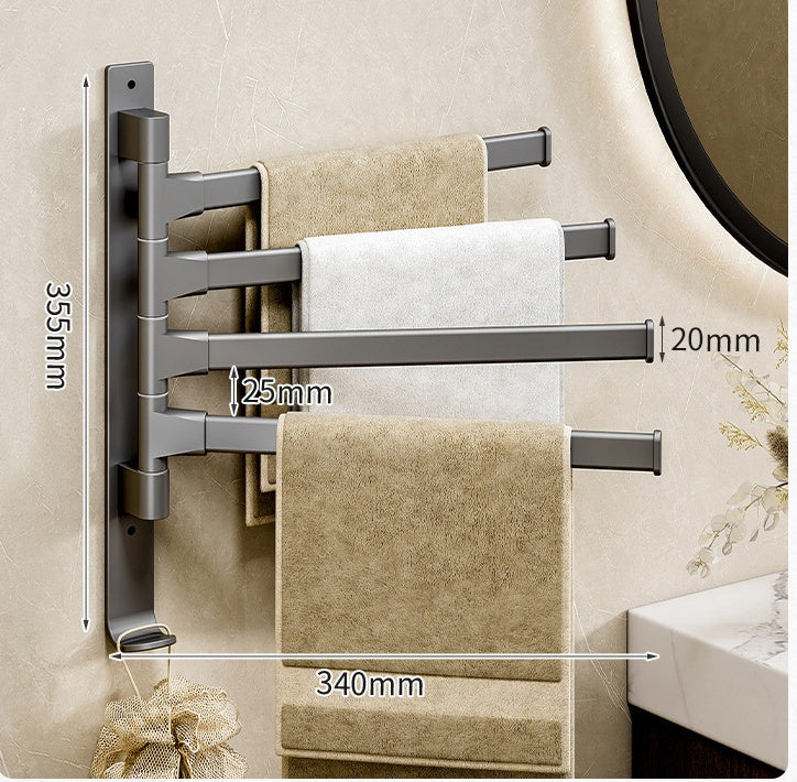 Punch-free Rotation Multi-bar Space Aluminum Towel Rod Bathroom Hanger