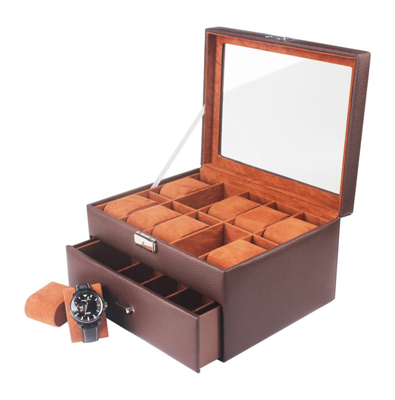 PU leather window watch jewelry storage box