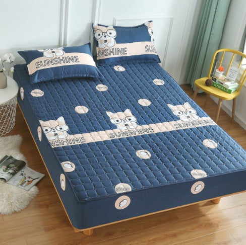 Thickened Quilted Fitted Sheet Single Piece Bedspread Protector