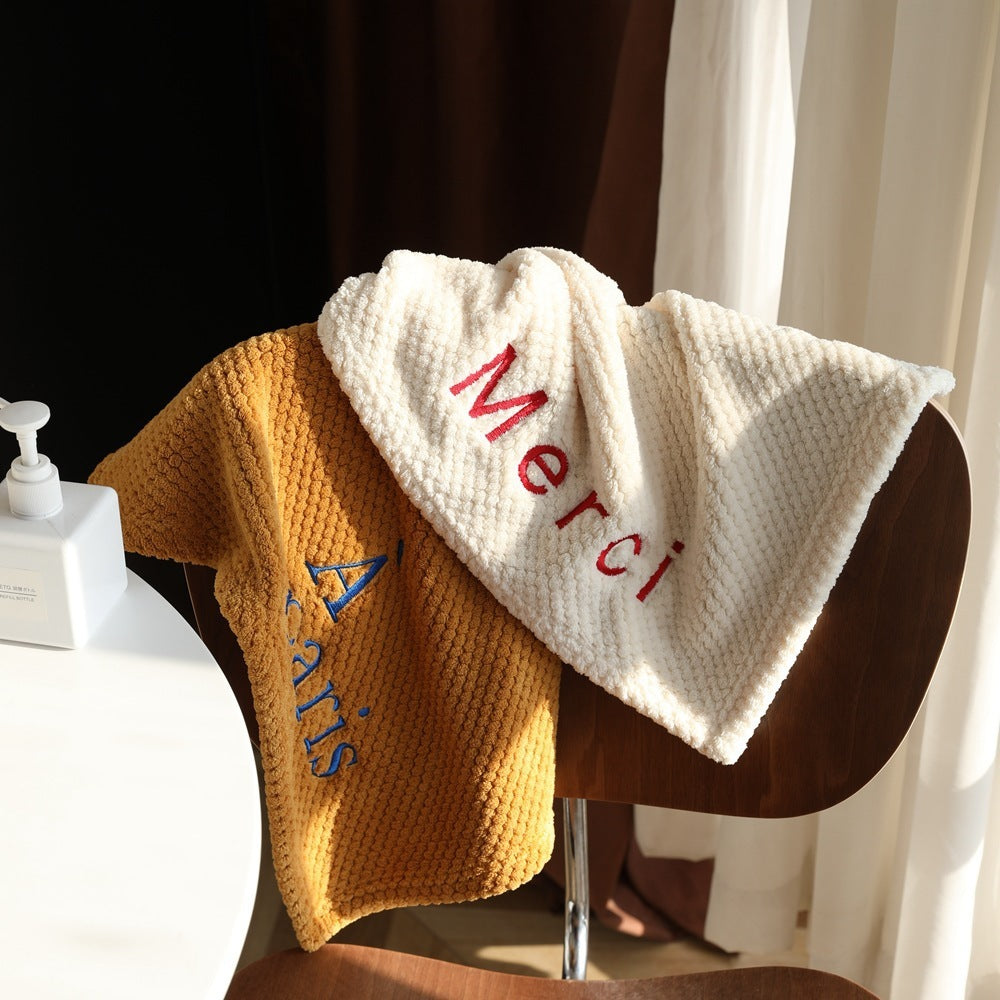 Hanging Letter Embroidery Hand Towel Soft And Absorbent