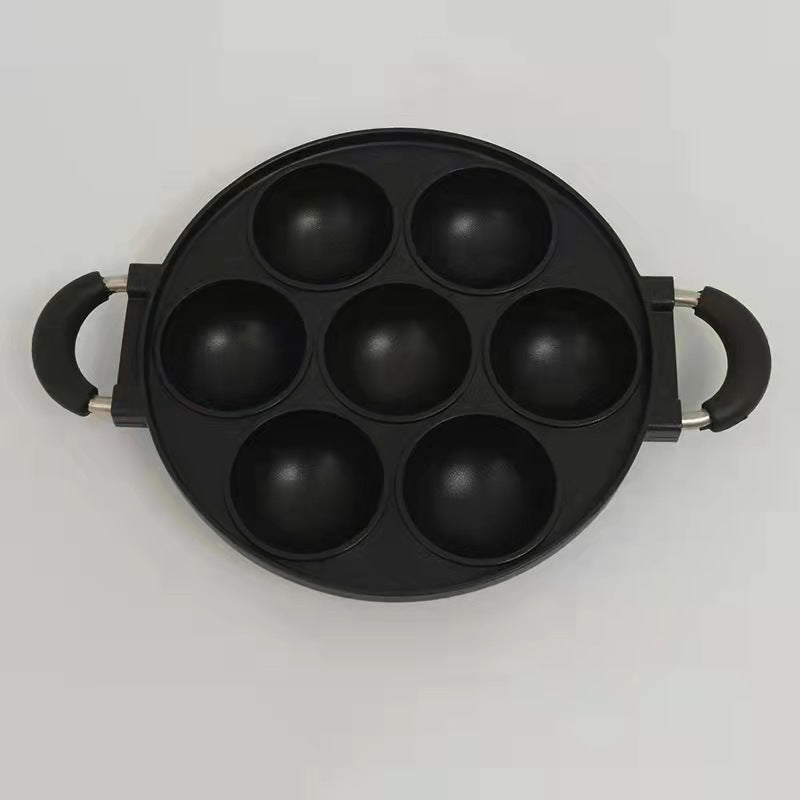 7 Hole Round Flat Cake Mold DIY Cast Aluminum Baking Pan Nonstick Pan