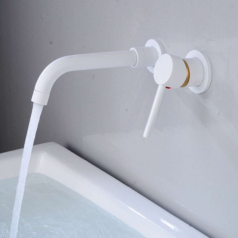 Robinet de lavabo encastré pour eau chaude et froide, tout en cuivre, encastré dans le mur