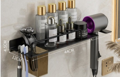 Hair Dryer And Toothbrush Holder Integrated Wall-mounted Bathroom Storage Rack