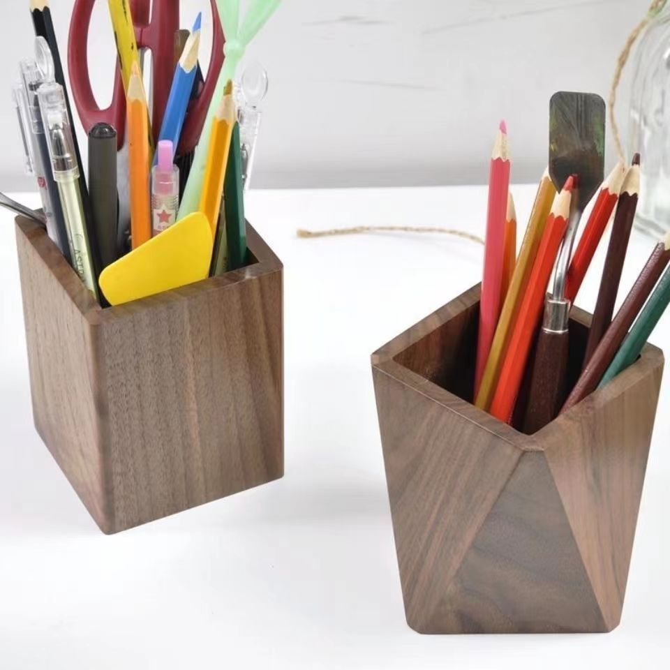 Wooden Pen Holder Office Desktop Simple Storage