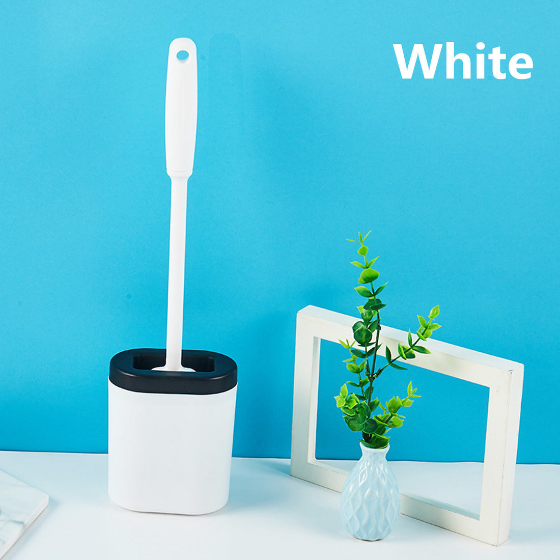 Silicone soft bristled flat head wall-mounted toilet brush