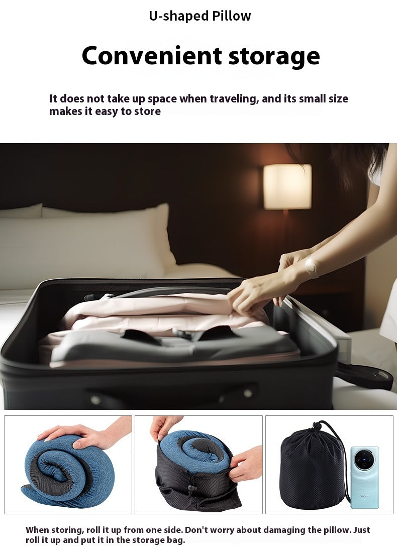 U-shape Pillow Memory Foam Neck Protection Business Travel Storage Portable