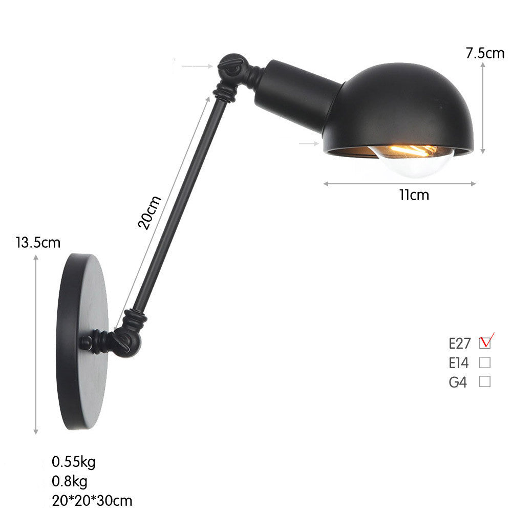 Schmiedeeiserne Wandlampe mit langem Arm für Restaurantbar