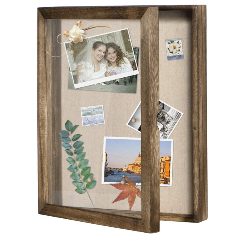 Solid Wood Retro Opening And Closing Three-dimensional Photo Frame