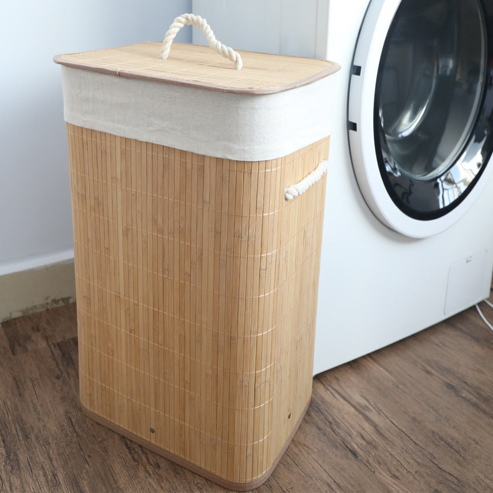 Dustproof Dirty Laundry Basket Bamboo Weaving