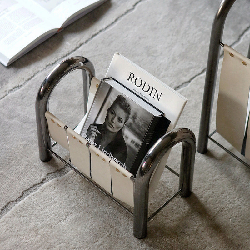 Modern Light Luxury Metal Leather Magazine Rack Home Sample Room Decorations