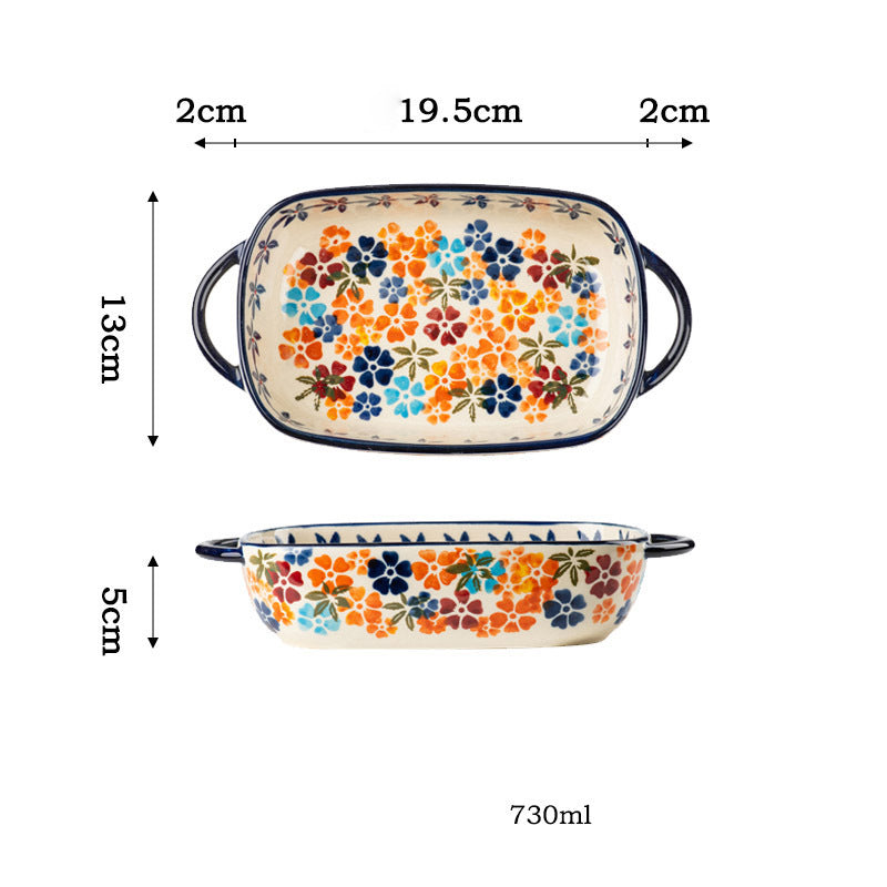 Household Retro Rectangular Ceramic Baking Tray