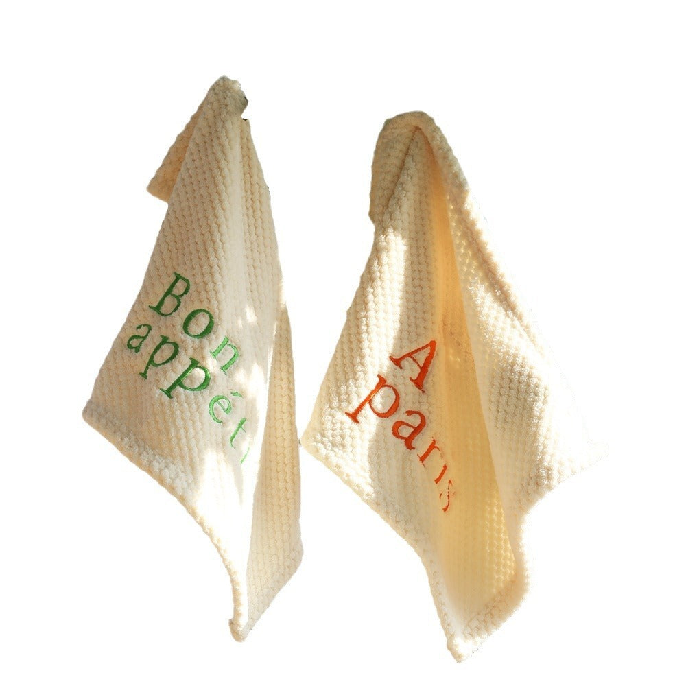 Hanging Letter Embroidery Hand Towel Soft And Absorbent