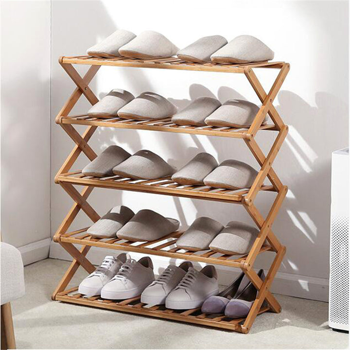 Folding Shoe Rack Compact And Simple Reinforced Bamboo