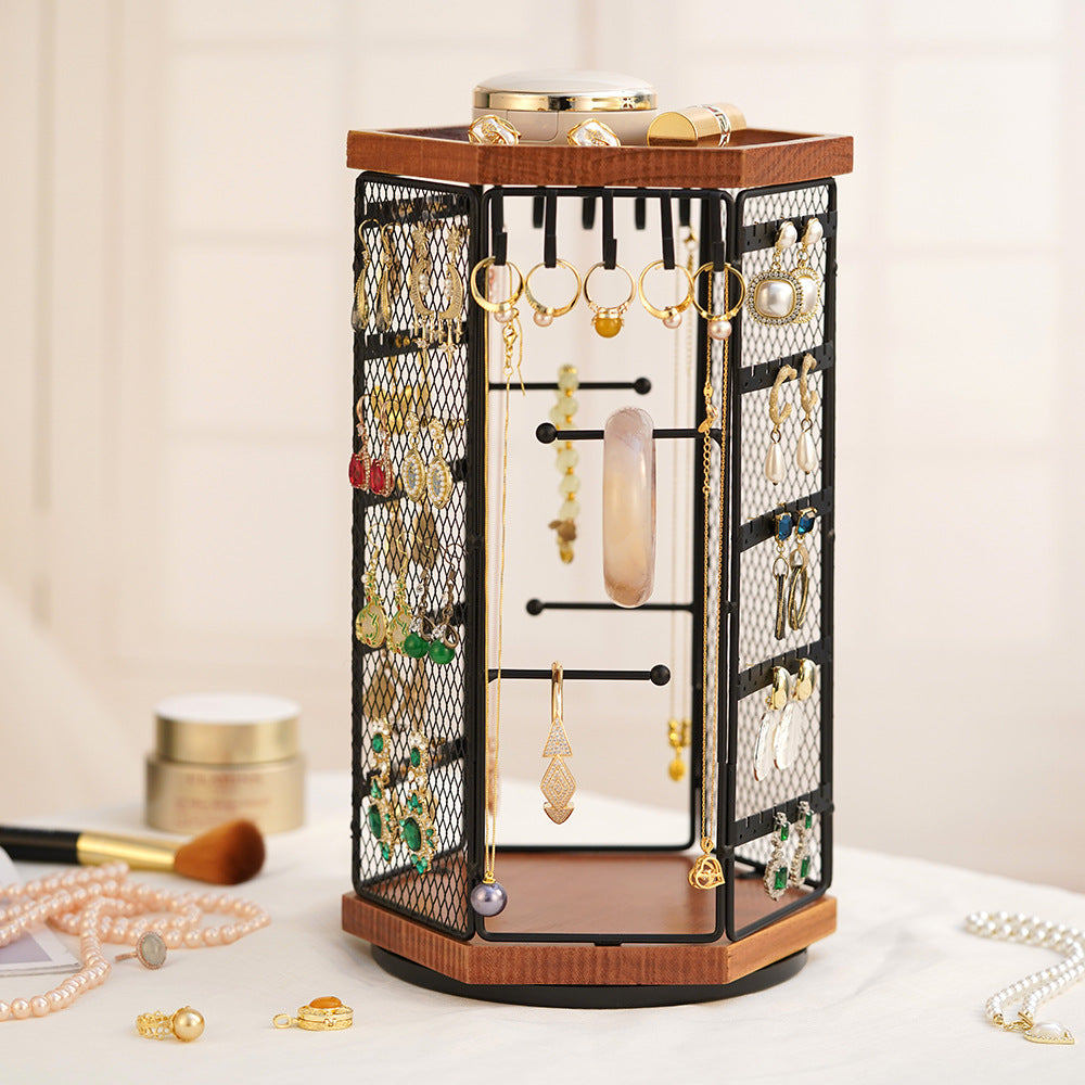 6-angle Cage Rotating Jewelry Storage Display Stand