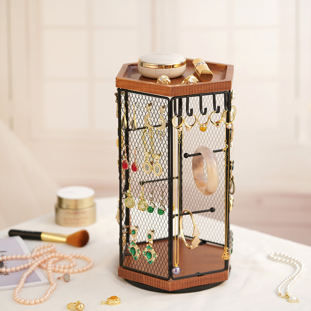 6-angle Cage Rotating Jewelry Storage Display Stand