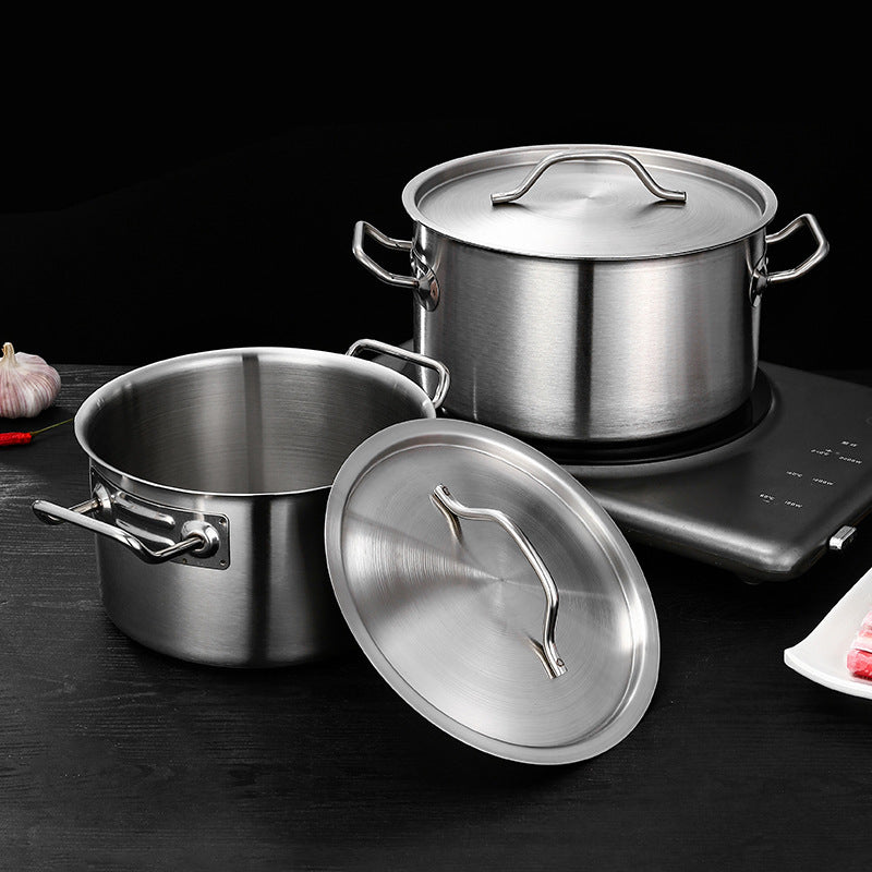 Double Bottom High Body Sauce Pot Stainless Steel Thick Bottom