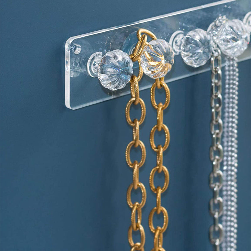 Transparent Acrylic Jewelry Necklace Ornament Wall Hanging Jewelry Ring Storage Wall Hook Storage Rack