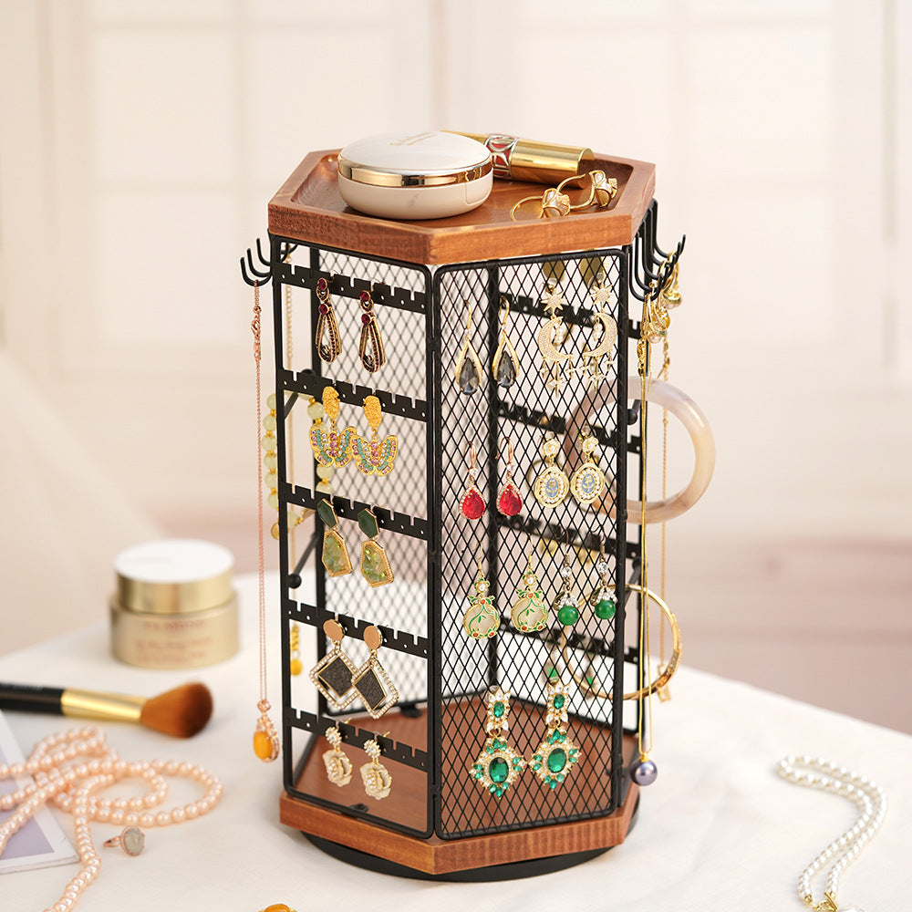 6-angle Cage Rotating Jewelry Storage Display Stand