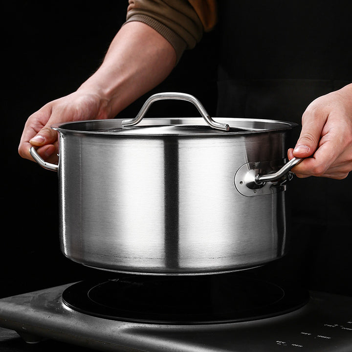 Double Bottom High Body Sauce Pot Stainless Steel Thick Bottom