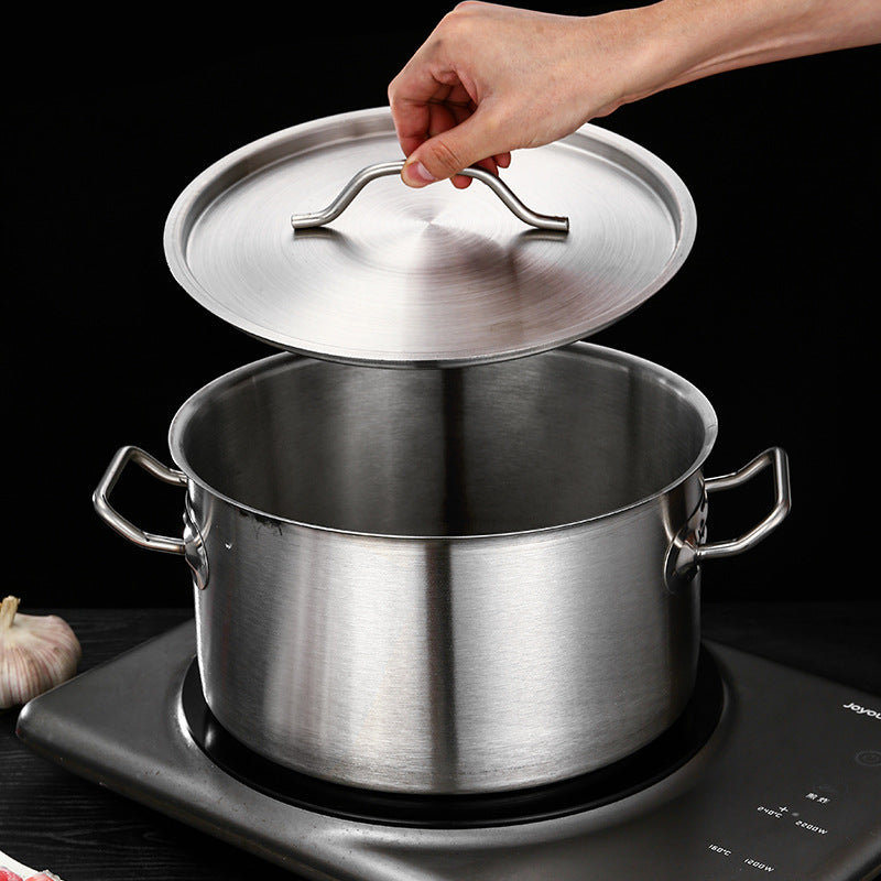 Double Bottom High Body Sauce Pot Stainless Steel Thick Bottom