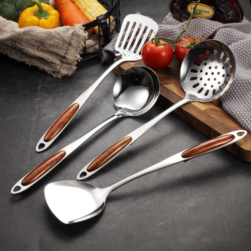 Spatula Stainless Steel Golden Kiwi Wooden Spoon Household